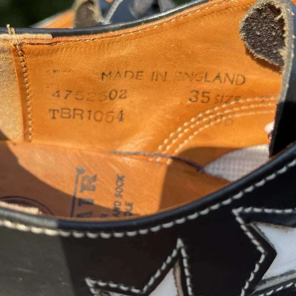 Vintage 90s Tredair Star Derby Shoe Mens US 8 | UK 7 Black White Leather England